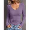image:imageANRABESS Long Sleeve Shirts for Women Fall V Neck Slim Fit Tops Basic TeePurple