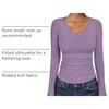 image:imageANRABESS Long Sleeve Shirts for Women Fall V Neck Slim Fit Tops Basic TeePurple