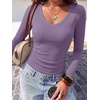 image:imageANRABESS Long Sleeve Shirts for Women Fall V Neck Slim Fit Tops Basic TeePurple