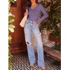 image:imageANRABESS Long Sleeve Shirts for Women Fall V Neck Slim Fit Tops Basic TeePurple