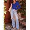 image:imageANRABESS Long Sleeve Shirts for Women Fall V Neck Slim Fit Tops Basic TeeRoyal Blue