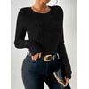image:imageANRABESS Long Sleeve Shirts for Women Ribbed Fitted TopBlack