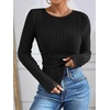 image:imageANRABESS Long Sleeve Shirts for Women Ribbed Fitted TopBlack