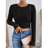 image:imageANRABESS Long Sleeve Shirts for Women Ribbed Fitted TopBlack