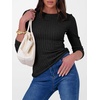 image:imageANRABESS Long Sleeve Shirts for Women Ribbed Fitted TopBlack