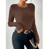 image:imageANRABESS Long Sleeve Shirts for Women Ribbed Fitted TopBrown