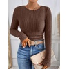 image:imageANRABESS Long Sleeve Shirts for Women Ribbed Fitted TopBrown