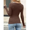 image:imageANRABESS Long Sleeve Shirts for Women Ribbed Fitted TopBrown