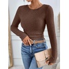 image:imageANRABESS Long Sleeve Shirts for Women Ribbed Fitted TopBrown