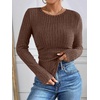 image:imageANRABESS Long Sleeve Shirts for Women Ribbed Fitted TopBrown