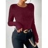image:imageANRABESS Long Sleeve Shirts for Women Ribbed Fitted TopBurgundy