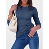 image:imageANRABESS Long Sleeve Shirts for Women Ribbed Fitted TopDark Blue