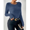 image:imageANRABESS Long Sleeve Shirts for Women Ribbed Fitted TopDark Blue