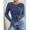 image:imageANRABESS Long Sleeve Shirts for Women Ribbed Fitted TopDark Blue