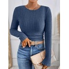 image:imageANRABESS Long Sleeve Shirts for Women Ribbed Fitted TopDark Blue