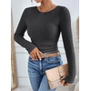 image:imageANRABESS Long Sleeve Shirts for Women Ribbed Fitted TopDark Grey
