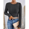 image:imageANRABESS Long Sleeve Shirts for Women Ribbed Fitted TopDark Grey