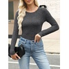 image:imageANRABESS Long Sleeve Shirts for Women Ribbed Fitted TopDark Grey