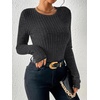 image:imageANRABESS Long Sleeve Shirts for Women Ribbed Fitted TopDark Grey