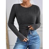 image:imageANRABESS Long Sleeve Shirts for Women Ribbed Fitted TopDark Grey
