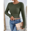 image:imageANRABESS Long Sleeve Shirts for Women Ribbed Fitted TopDeep Green