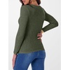 image:imageANRABESS Long Sleeve Shirts for Women Ribbed Fitted TopDeep Green