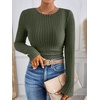 image:imageANRABESS Long Sleeve Shirts for Women Ribbed Fitted TopDeep Green