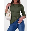 image:imageANRABESS Long Sleeve Shirts for Women Ribbed Fitted TopDeep Green