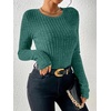 image:imageANRABESS Long Sleeve Shirts for Women Ribbed Fitted TopGreen