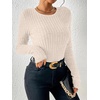 image:imageANRABESS Long Sleeve Shirts for Women Ribbed Fitted TopLight Khaki