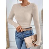 image:imageANRABESS Long Sleeve Shirts for Women Ribbed Fitted TopLight Khaki
