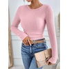 image:imageANRABESS Long Sleeve Shirts for Women Ribbed Fitted TopPink