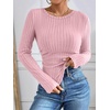 image:imageANRABESS Long Sleeve Shirts for Women Ribbed Fitted TopPink