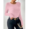 image:imageANRABESS Long Sleeve Shirts for Women Ribbed Fitted TopPink