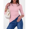 image:imageANRABESS Long Sleeve Shirts for Women Ribbed Fitted TopPink