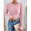 image:imageANRABESS Long Sleeve Shirts for Women Ribbed Fitted TopPink