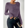 image:imageANRABESS Long Sleeve Shirts for Women Ribbed Fitted TopPurple