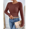 image:imageANRABESS Long Sleeve Shirts for Women Ribbed Fitted TopRust Orange