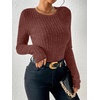 image:imageANRABESS Long Sleeve Shirts for Women Ribbed Fitted TopRust Orange