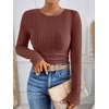 image:imageANRABESS Long Sleeve Shirts for Women Ribbed Fitted TopRust Orange