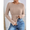 image:imageANRABESS Long Sleeve Shirts for Women Ribbed Fitted TopTan