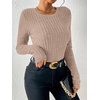 image:imageANRABESS Long Sleeve Shirts for Women Ribbed Fitted TopTan