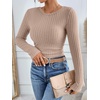 image:imageANRABESS Long Sleeve Shirts for Women Ribbed Fitted TopTan