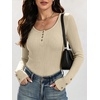 image:imageANRABESS Long Sleeve Shirts for Women Ribbed Knit TopsBeige