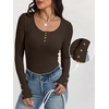 image:imageANRABESS Long Sleeve Shirts for Women Ribbed Knit TopsBrown