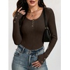 image:imageANRABESS Long Sleeve Shirts for Women Ribbed Knit TopsBrown