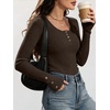 image:imageANRABESS Long Sleeve Shirts for Women Ribbed Knit TopsBrown
