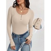 image:imageANRABESS Long Sleeve Shirts for Women Ribbed Knit TopsParchment