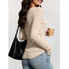 image:imageANRABESS Long Sleeve Shirts for Women Ribbed Knit TopsParchment