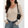 image:imageANRABESS Long Sleeve Shirts for Women Ribbed Knit TopsParchment